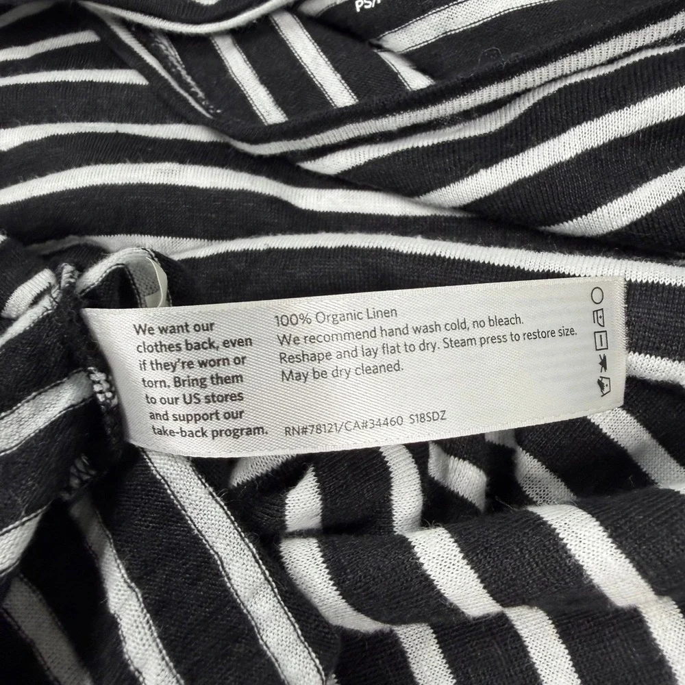 Eileen Fisher T-Shirt Dress Petite Small PS Black White Stripe Organic Linen - Picture 11 of 11